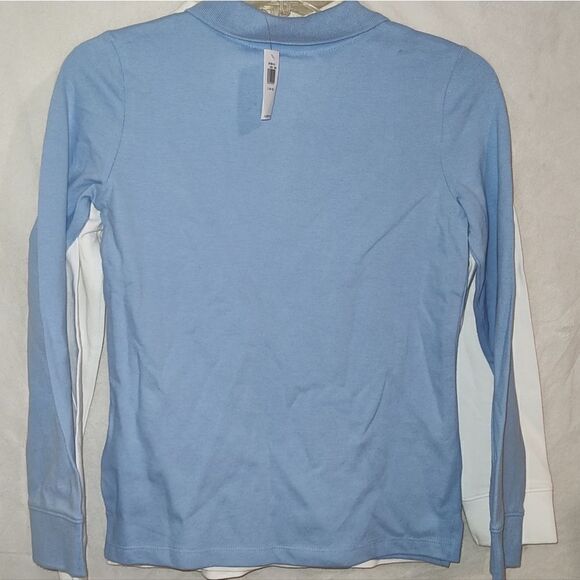 Lot of 2 Old Navy shirt polo uniform long sleeve Large (10-12) Blue And White - Picture 5 of 8